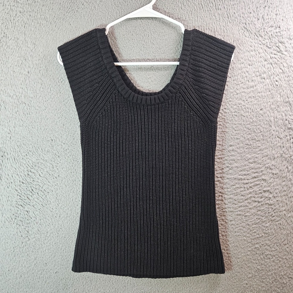 Boston Proper Knit Top Women XS Stretch Black Simple Basic Preppy